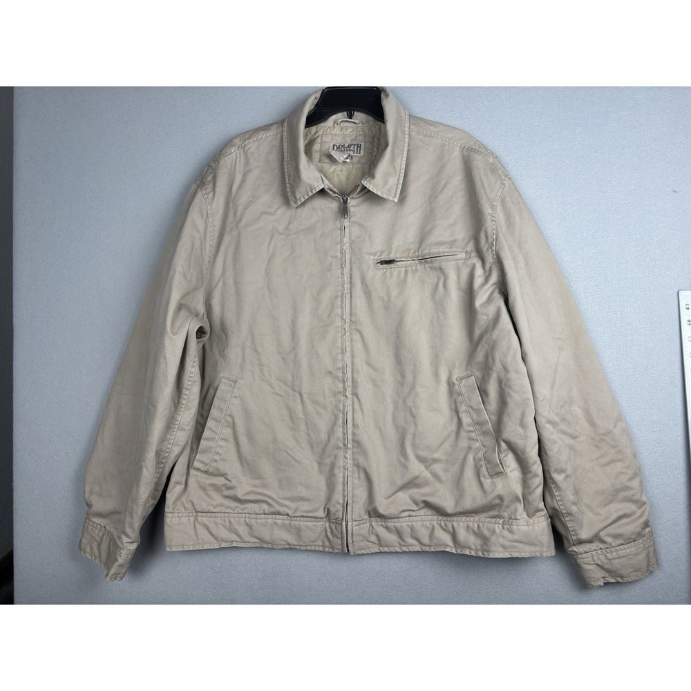 Duluth Trading Jacket Mens XL Khaki Quilted Lined Utility Workwear Pockets 4303